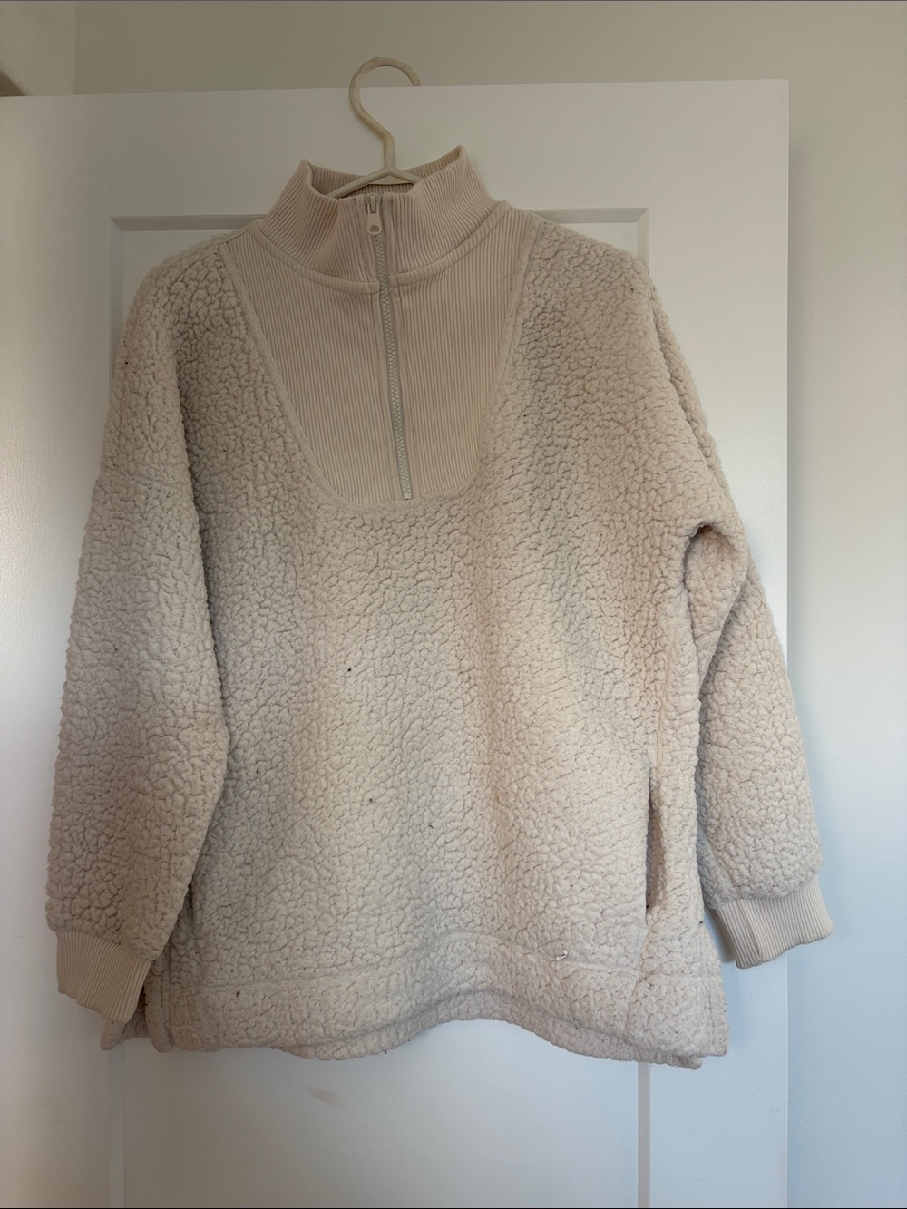 Women's Cream Sherpa Half-Zip Pullover Jacket